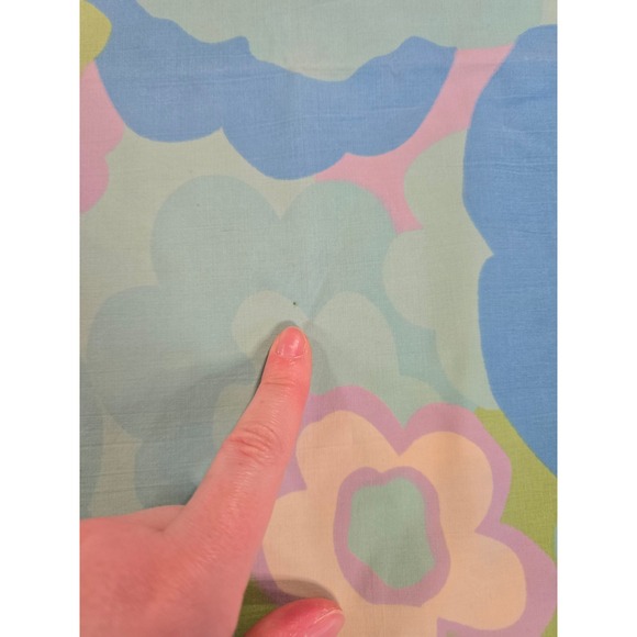 Vintage 70s Wamsutta Retro Mod Floral Pillowcase Blue Green Flower Power - Picture 6 of 9
